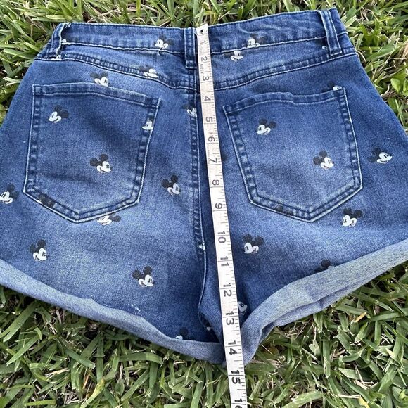 Disney Parks High Rise Button Fly Mickey Mouse Denim Jean Shorts Juniors Sz 9 - Picture 4 of 9